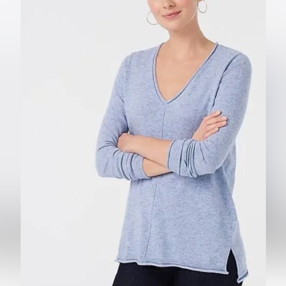J. Crew Blue Soft Wool Blend V-Neck Sweater